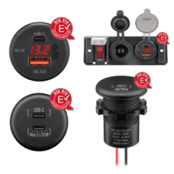 Switch panel with integrated USB built-in charger with LED - open cable ends